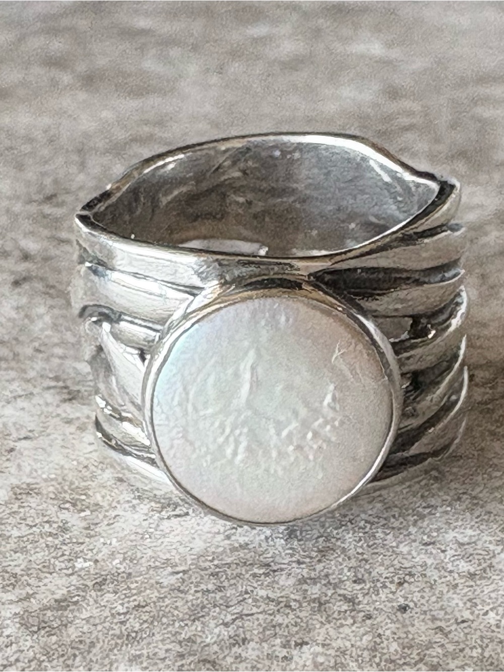 Silpada Sterling Silver Mermaid Coin Pearl Ring, size 7 1/2